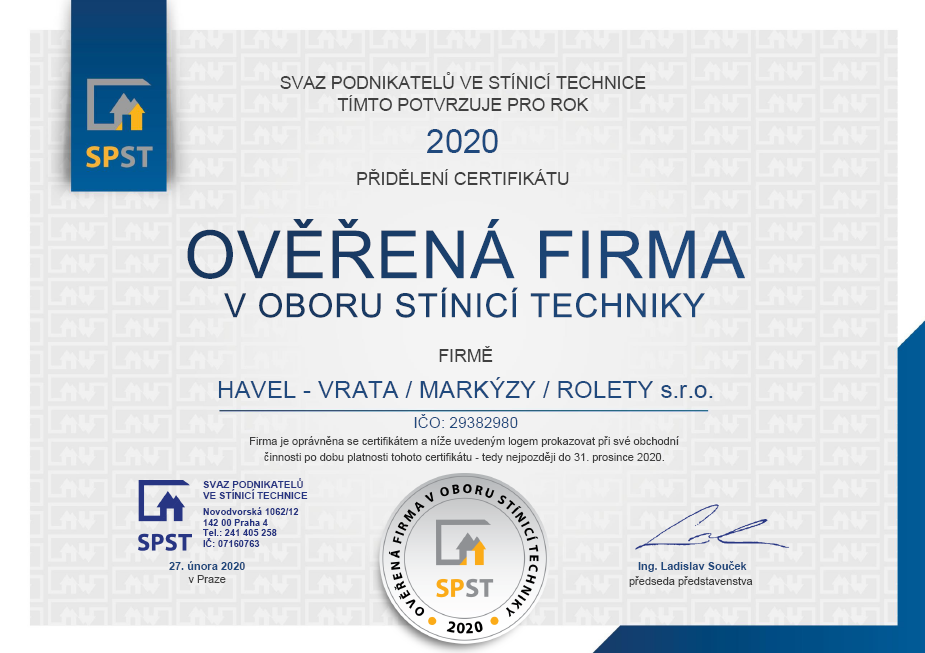 Certifikát 'Ověřená firma'